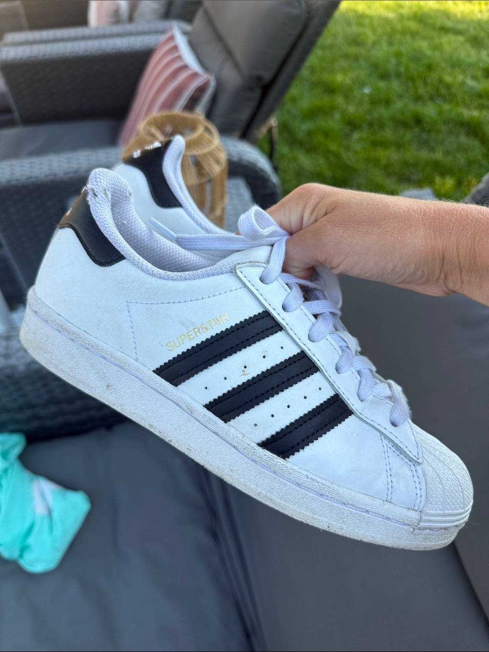 adidas White Sneakers with Black Stripes